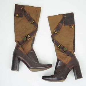 Kowalski Heeled Boots Leather Buckles Steampunk